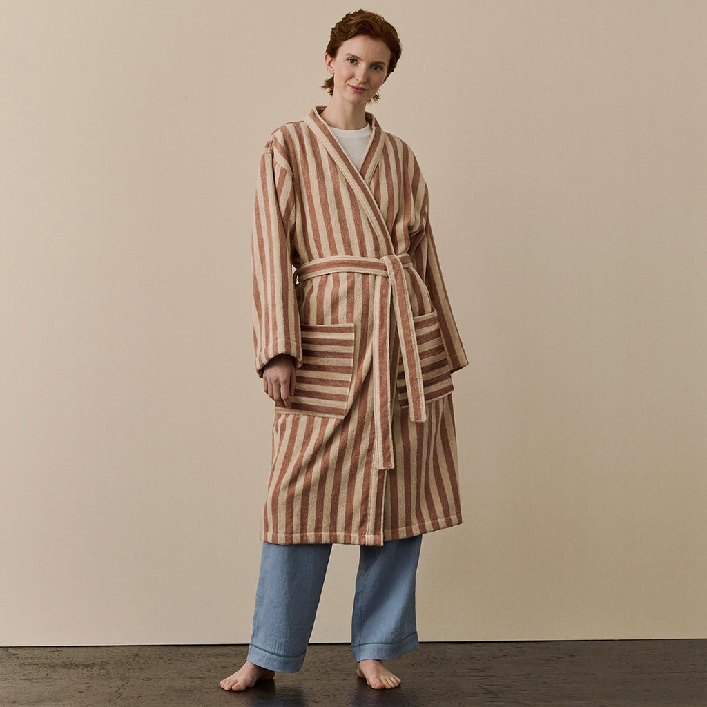 Piglet in Bed - 100% Cotton Striped Robe, Sand Shell - Buy Me Once UK
