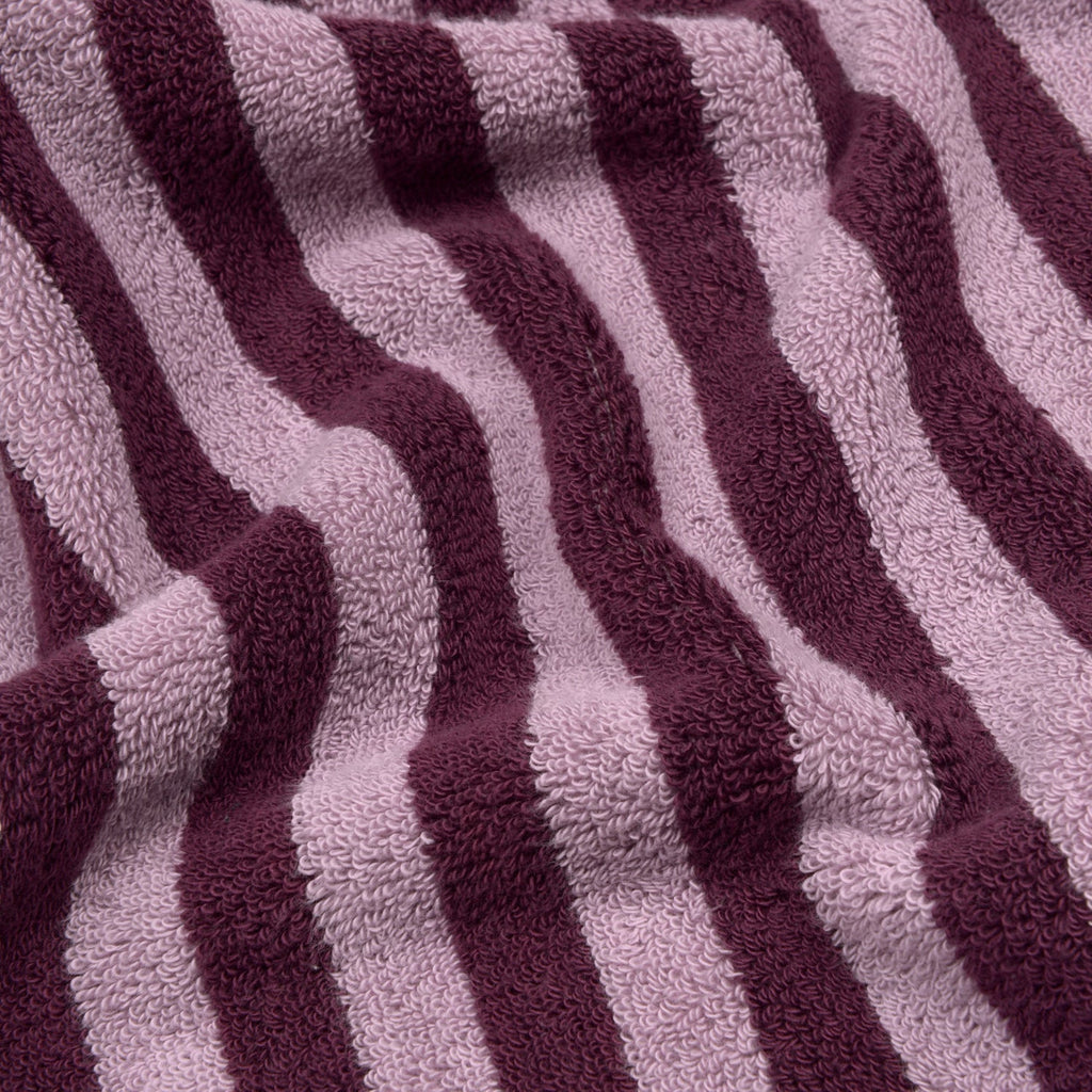 Piglet in Bed - 100% Cotton Striped Towels, Berry Mauve - Buy Me Once UK