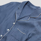 Women's Blueberry Linen Pyjama Shirt Collar Detail