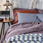 Elderberry, Burnt Orange and Midnight Stripe Linen Bedding