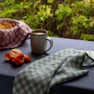 Warm Blue Gingham Linen Napkin Set