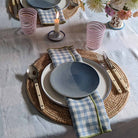 Warm Blue Gingham Linen Napkin Set