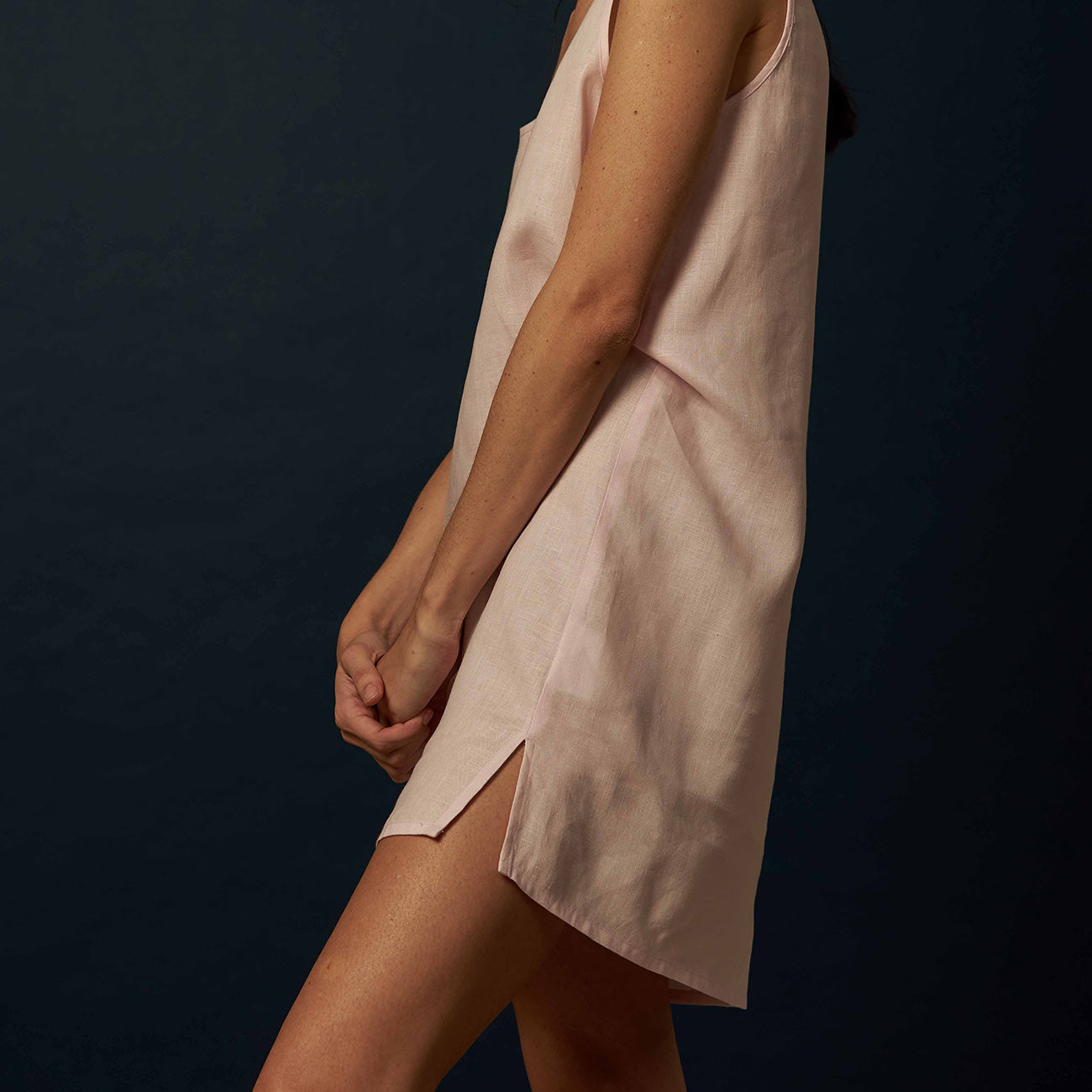 Blush Pink Linen Night Dress