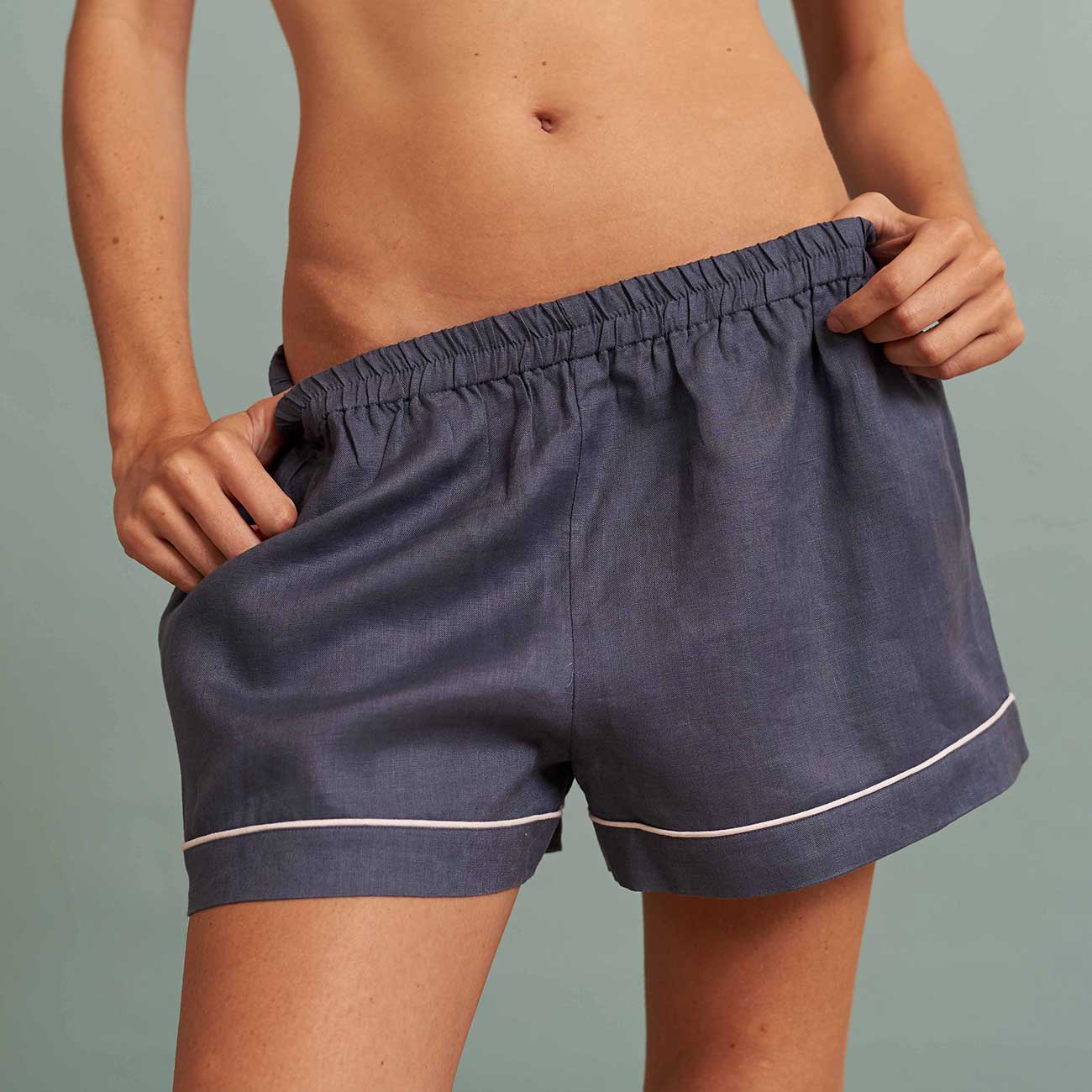 Blueberry Linen Pyjama Shorts