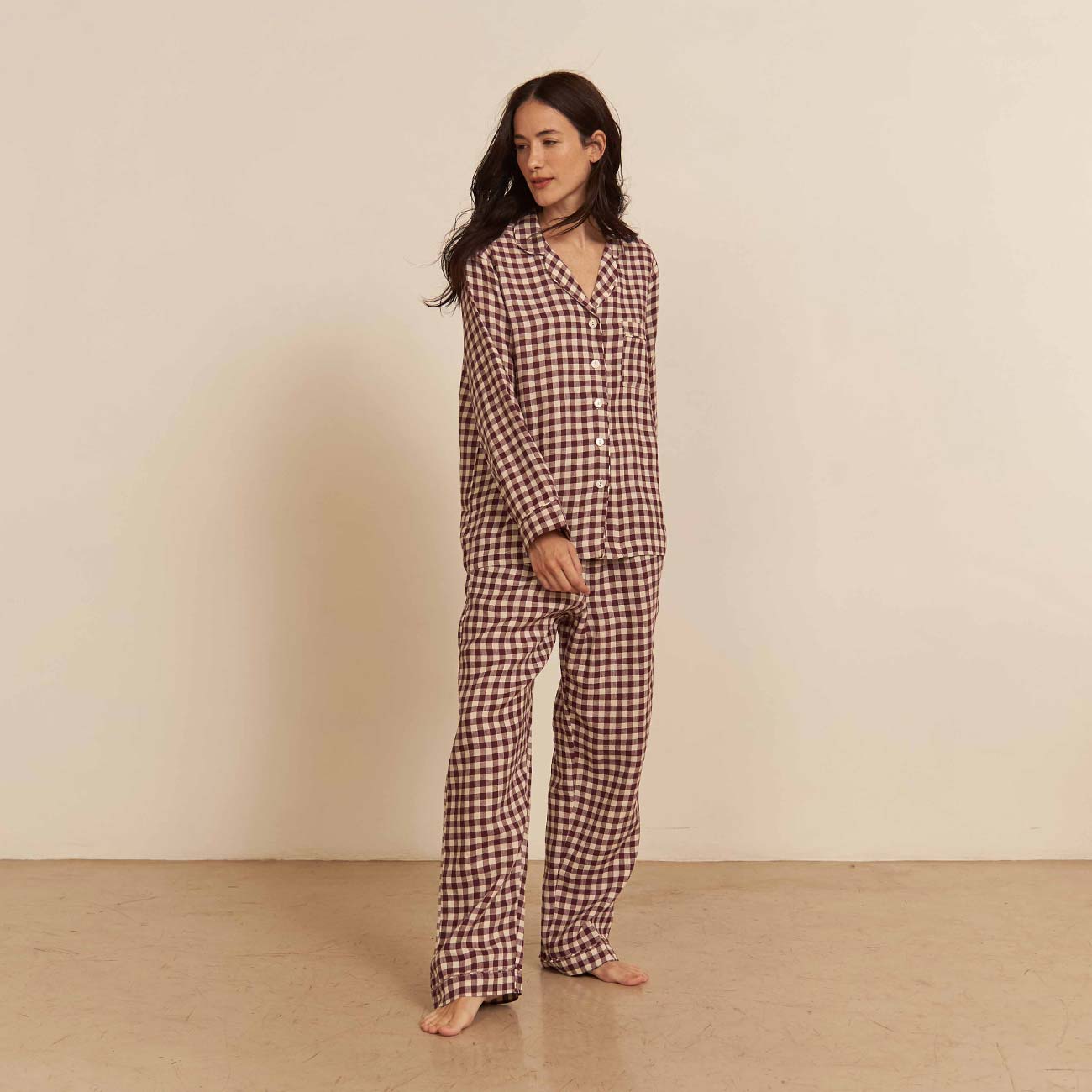 Gingham pajamas womens sale