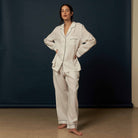 Women's White Linen Pyjama Trouser Set