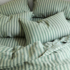 Pine Green Pembroke Stripe Linen Fitted Sheet