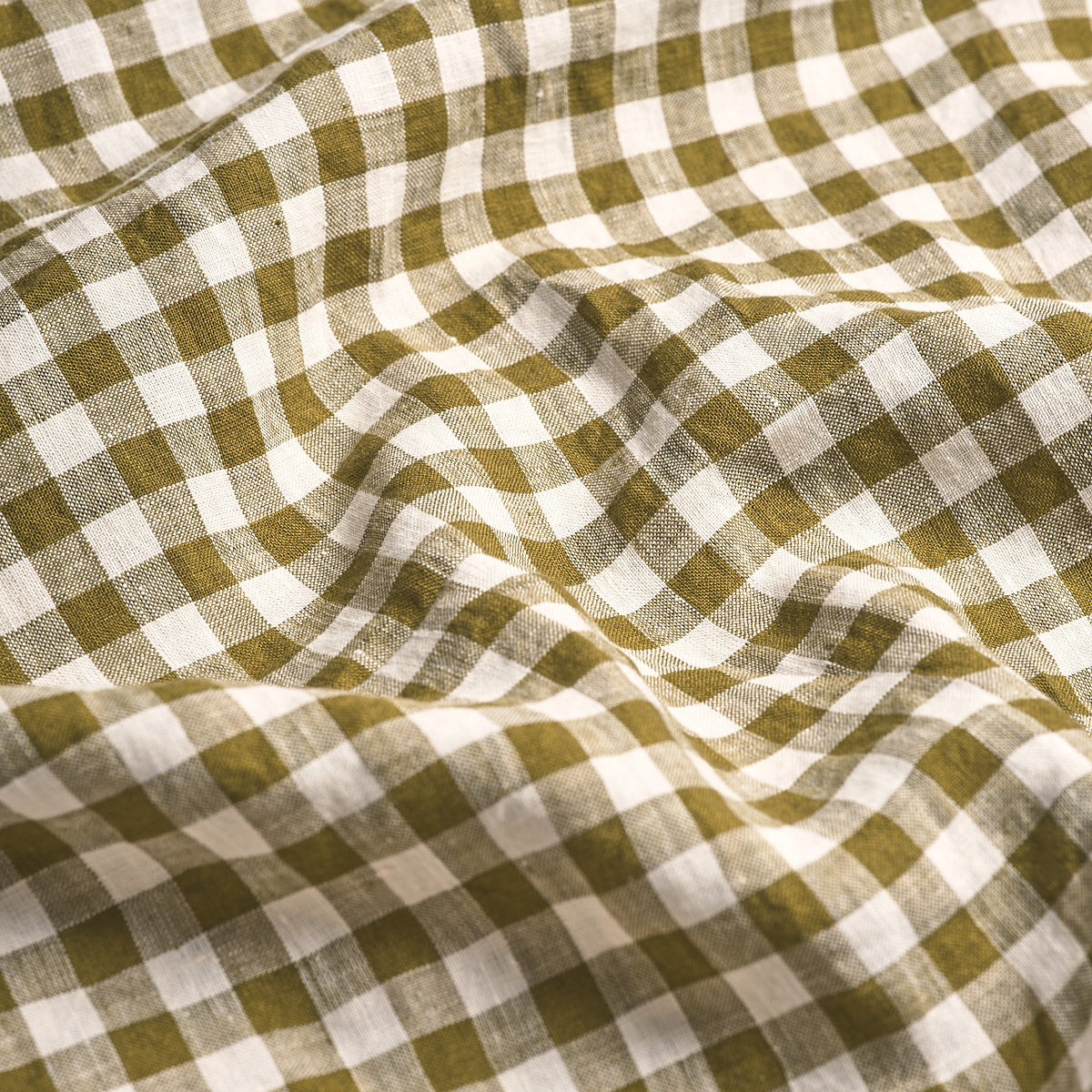 Botanical Green Gingham Linen Duvet Cover