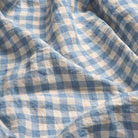 Warm Blue Gingham Linen Fitted Sheet