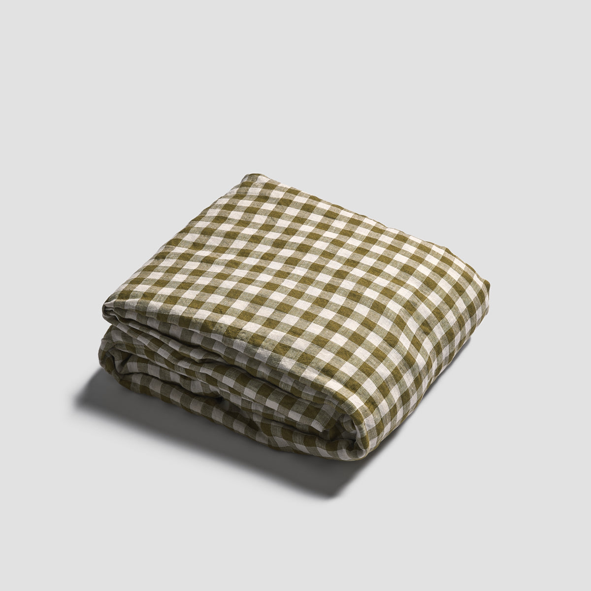 Botanical Green Gingham Linen Fitted Sheet