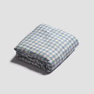 Warm Blue Gingham Linen Fitted Sheet