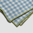 Warm Blue Gingham Linen Tablecloth