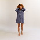 Blueberry Linen Night Shirt - Piglet in Bed