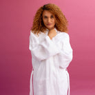 White Linen Robe - Piglet in Bed