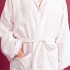 White Linen Robe - Piglet in Bed