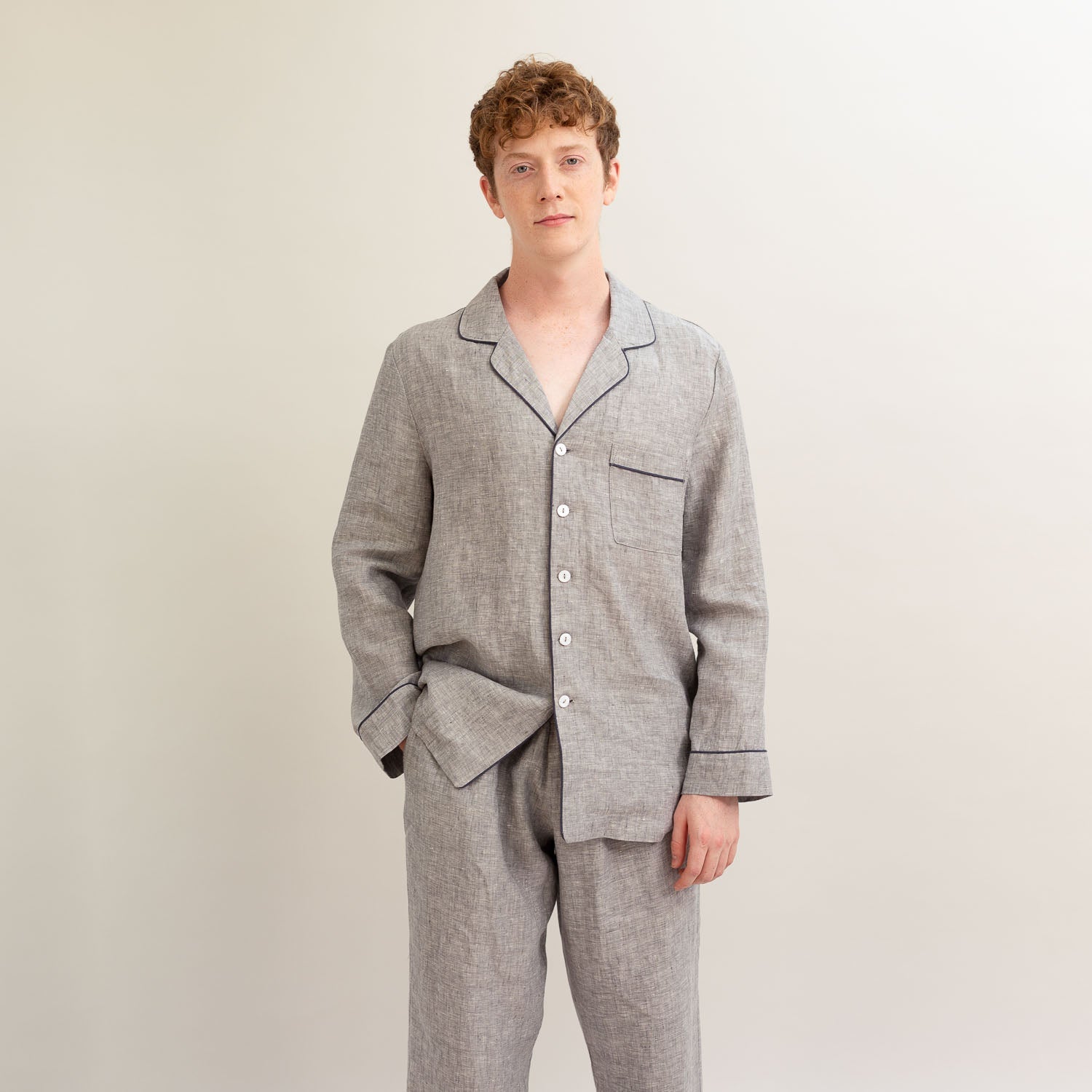 Linen pyjama set sales