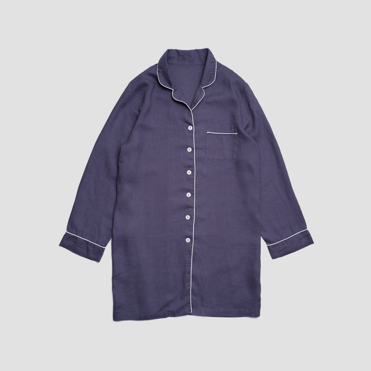 Blueberry Linen Night Shirt - Piglet in Bed