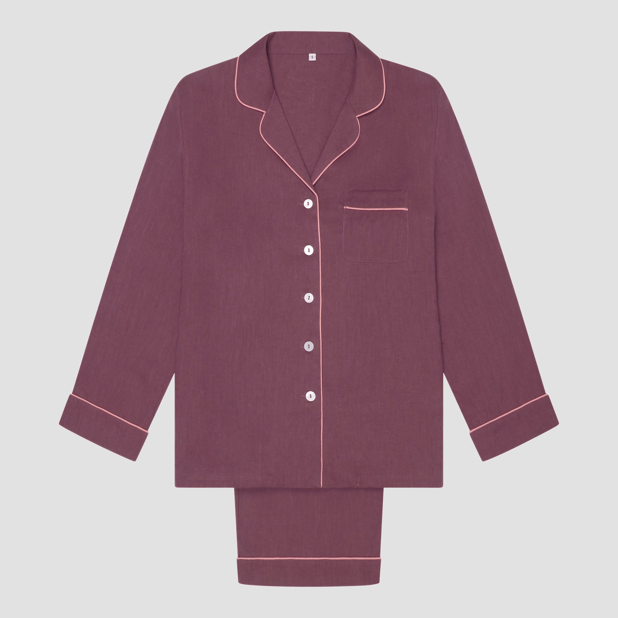 Fresh Fig Linen Pyjama Trouser Set Extra Small