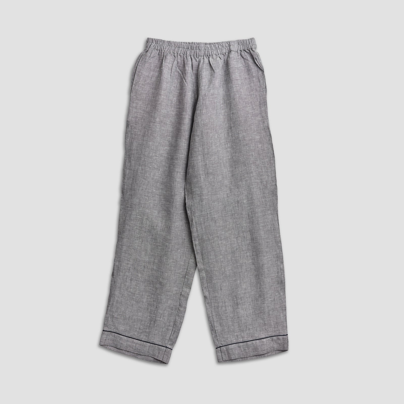 Men's Grey Linen Pyjama Trouser Set - Piglet in Bed