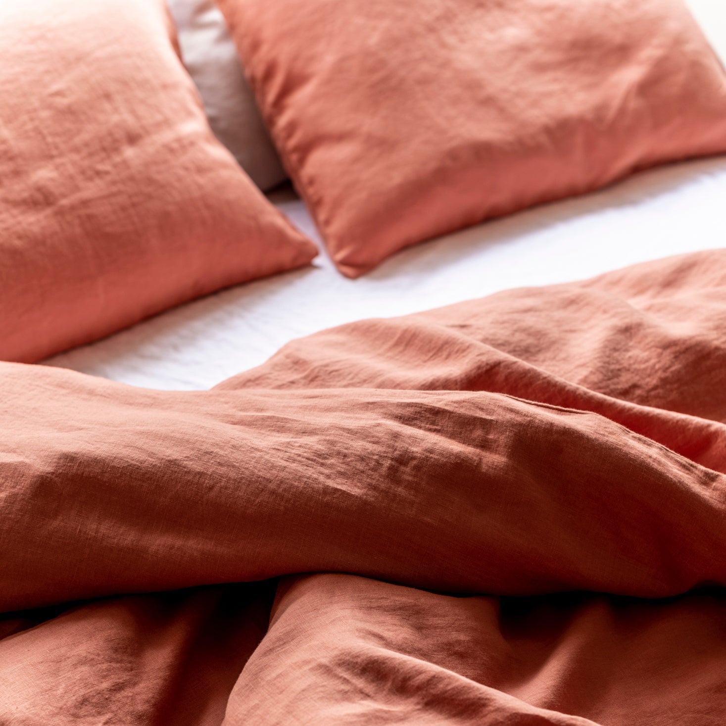 Burnt Orange Linen Duvet Cover