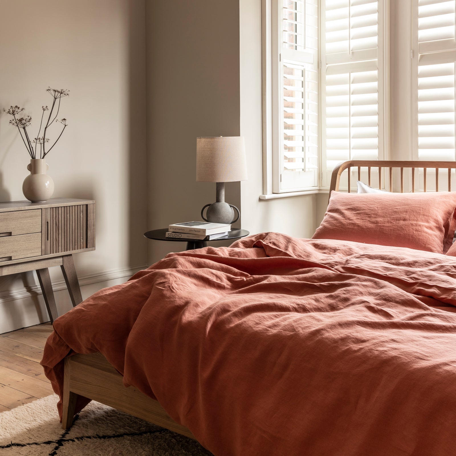 Burnt Orange Linen Duvet Cover