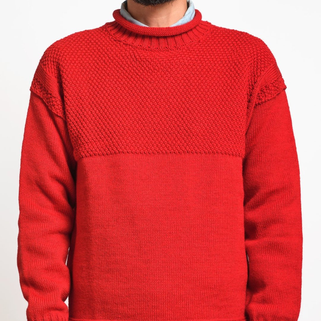 Blackhorse Lane Ateliers - British Wool Guernsey Unisex Jumper, Red - Buy Me Once UK