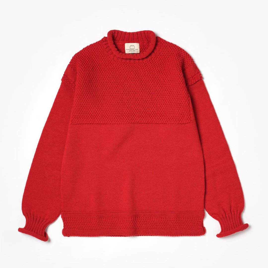 Blackhorse Lane Ateliers - British Wool Guernsey Unisex Jumper, Red - Buy Me Once UK