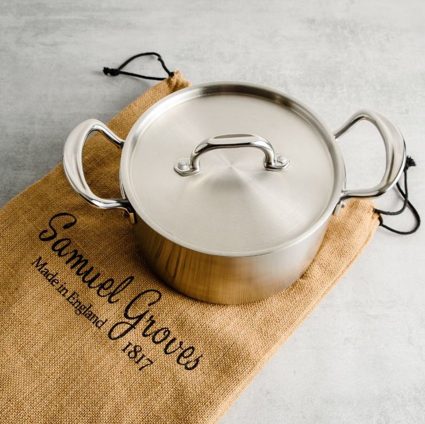 Samuel Groves - Classic Stainless Steel Triply Casserole Pan with Lid - Buy Me Once UK