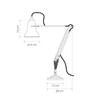 Detail dimension diagram of the Anglepoise 1227 Mini Desk Lamp