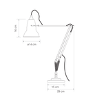 Detail dimension diagram of the Anglepoise Original 1227 desk lamp