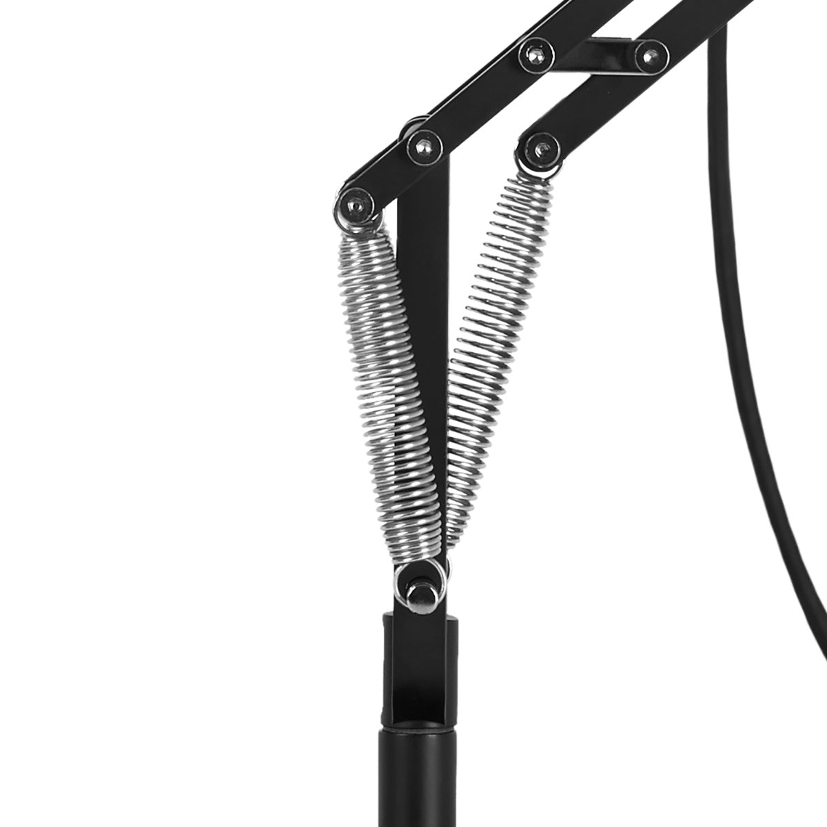 Close-up of durable black metal spring on Anglepoise Type 75™ Desk Lamp in Jet Black, showcasing quality craftsmanship.