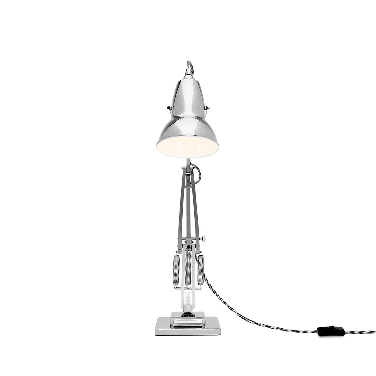 Sleek, durable Bright Chrome Anglepoise Original 1227™ Desk Lamp. Adjustable arm, perfect illumination for any workspace.