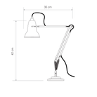 Overall dimension diagram of the Anglepoise 1227 Mini Desk Lamp