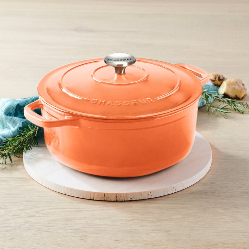 Chasseur - Enamelled Cast Iron Round Dutch Oven, Tangerine - Buy Me Once UK