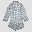 Piglet in Bed - Gingham Linen Pyjama Shorts Set, Warm Blue - Buy Me Once UK