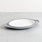 Samuel Groves - Grey & White Oval Cast Iron Enamel Casserole Dish With Lid - Buy Me Once UK