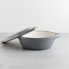 Samuel Groves - Grey & White Oval Cast Iron Enamel Casserole Dish With Lid - Buy Me Once UK