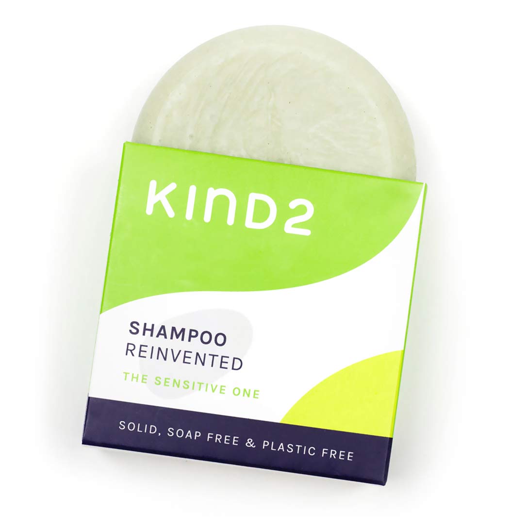 KIND2 The Sensitive One - solid shampoo bar - product and box