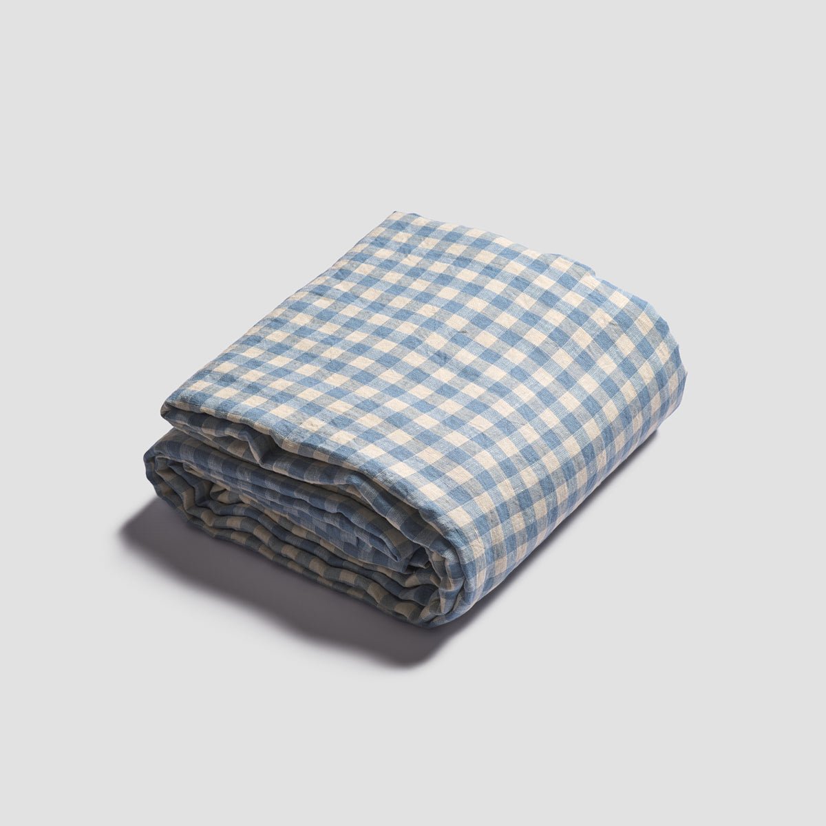 Piglet in Bed - Linen Flat Sheet, Warm Blue Gingham - Buy Me Once UK