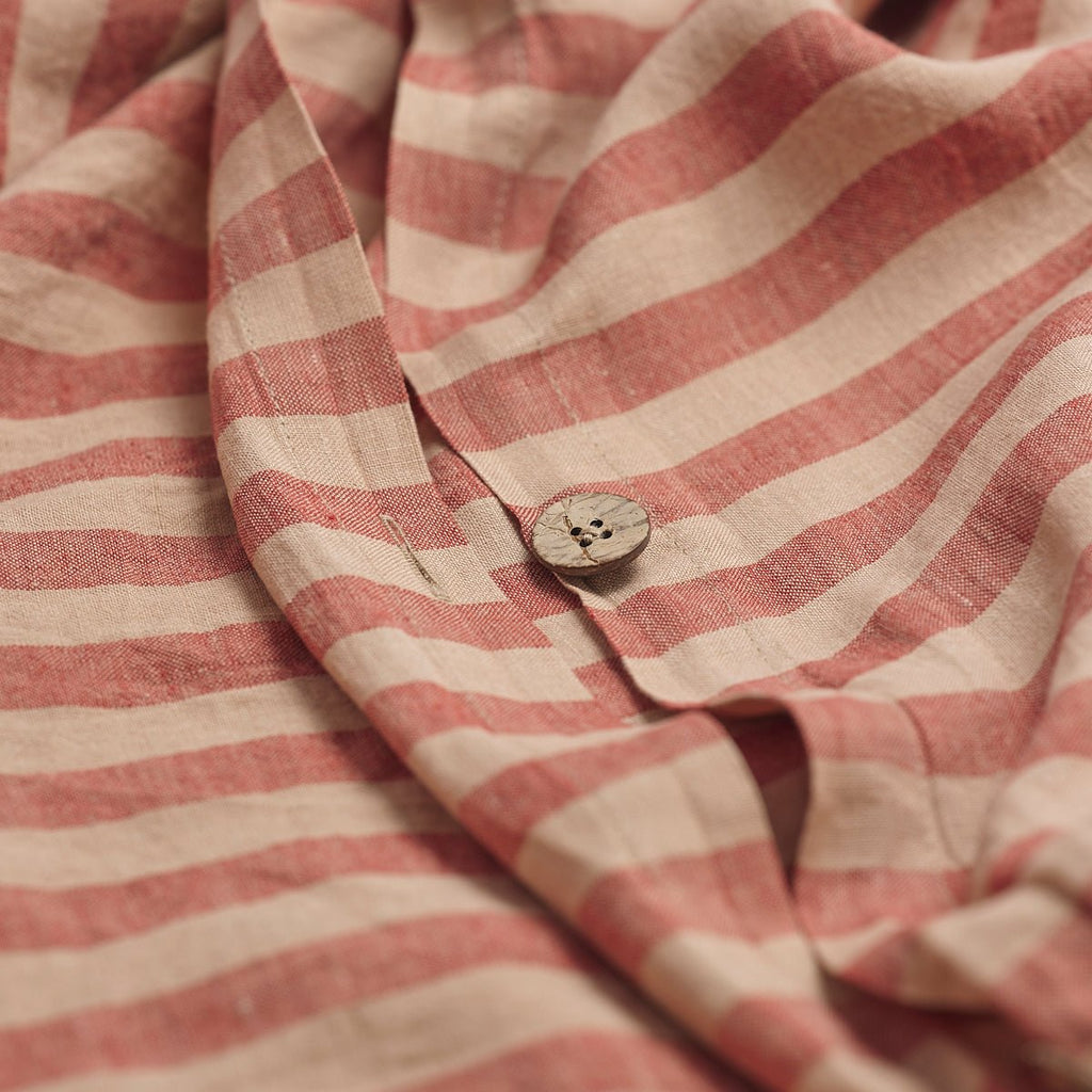 Piglet in Bed - Pembroke Stripe Linen Duvet Cover, Sandstone Red - Buy Me Once UK