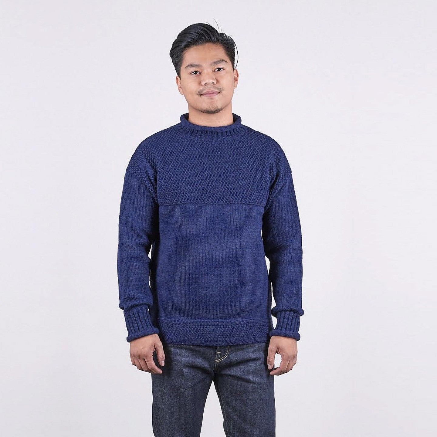 Blackhorse Lane Ateliers - SE28 British Wool Guernsey Unisex Sweater, Navy - Buy Me Once UK