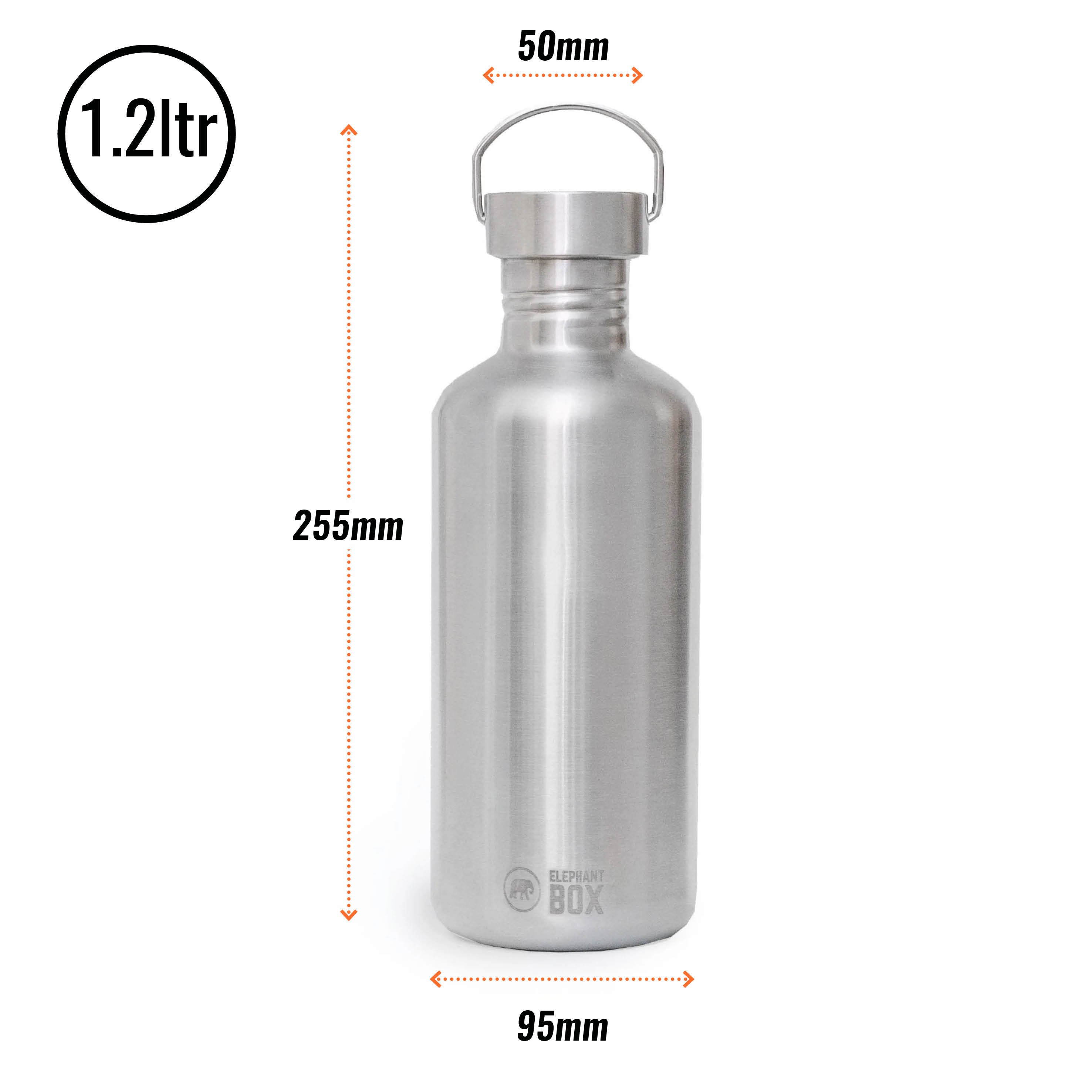 Single Wall Water Bottle 1.2 litre Elephant Box