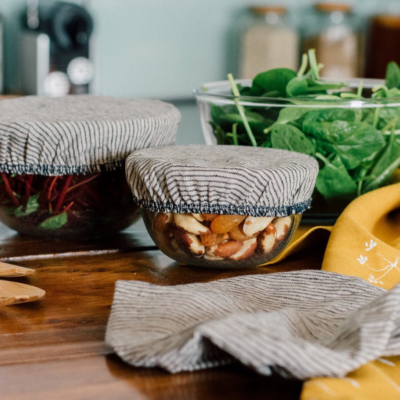 Helen Round - Striped Linen Bowl Covers, Set of 3 - Buy Me Once UK