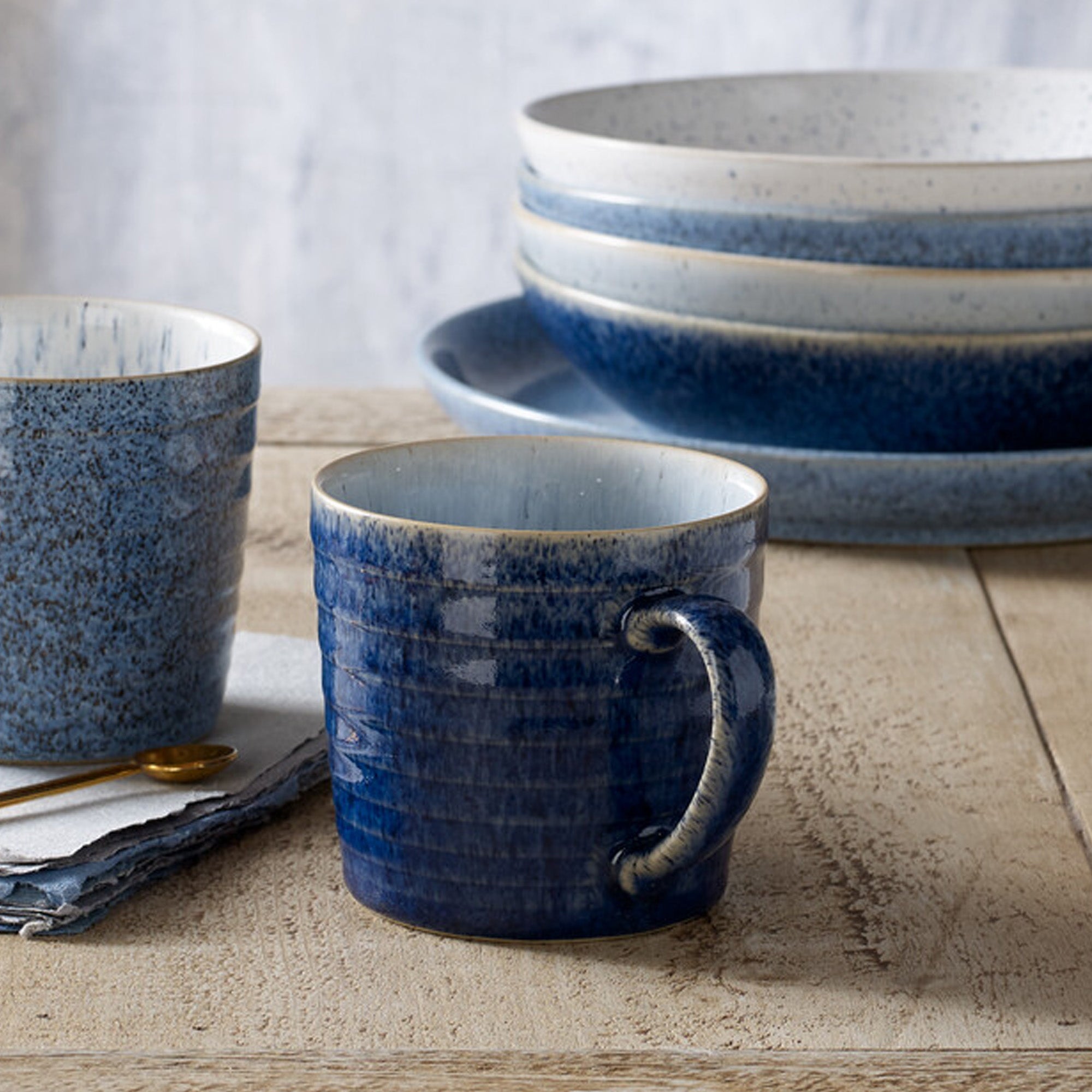 Denby - Studio Blue Set of 2 Pebble Ridged Mug - Buy Me Once UK