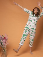 Organic Cotton & Linen Green Clouds Zip Jumpsuit Boilersuit - Wild Clouds