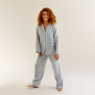 Piglet in Bed - Women's Gingham Linen Pyjama Trouser Set, Warm Blue - Buy Me Once UK